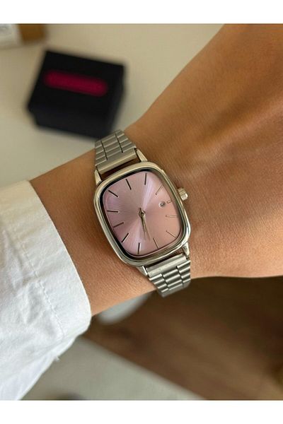 RoseandRoses Casian Trend Model Women's Wrist Watch with Calendar Silver (Pink Dial)