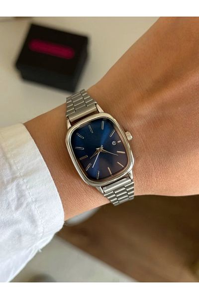 RoseandRoses Casian Trend Model Women's Wristwatch with Calendar Silver (Navy Blue Dial)