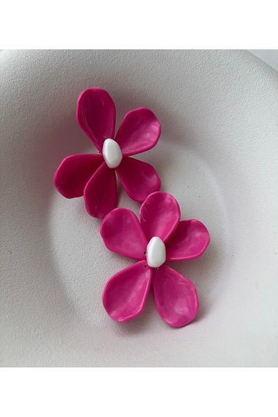 mos&more Brand Earrings, Pink Flower Big Women's Earrings
