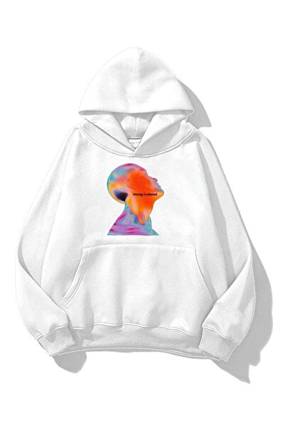 Tarzsokak Hanorac unisex Energy Is Eternal alb