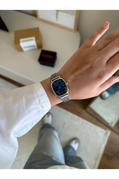 RoseandRoses Casian Trend Model Women's Wristwatch with Calendar Silver (Navy Blue Dial)