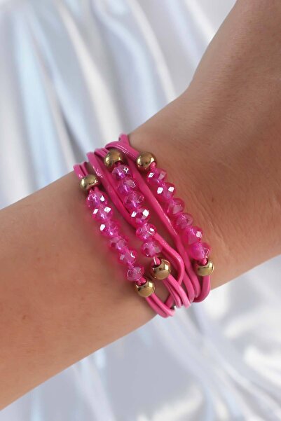 Skygo سوار متعدد برباط من حجر الزركون باللون الوردي - TJ-BB6342