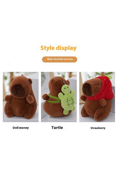 victiny set 3 Cute Bear Animal Hamster Capybara Keychain Soft Plush Peluches