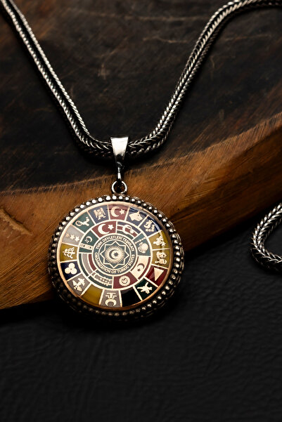 OTTOTESBİH Türk Devletleri Teşkilatı 16 Türk Devleti Erkek Gümüş Kolye 34Gr