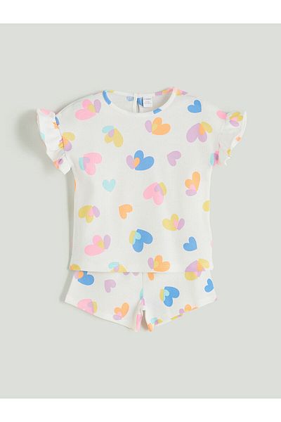 LC Waikiki Heart Printed Girl's Blouse and Shorts 2 Pack