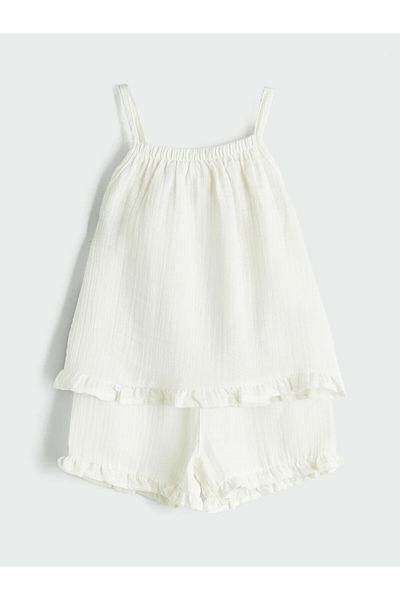 LC Waikiki Embroidered Girl's Blouse and Shorts 2-Piece