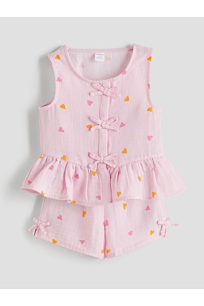LC Waikiki Bow Girl's Blouse and Shorts 2-Pack