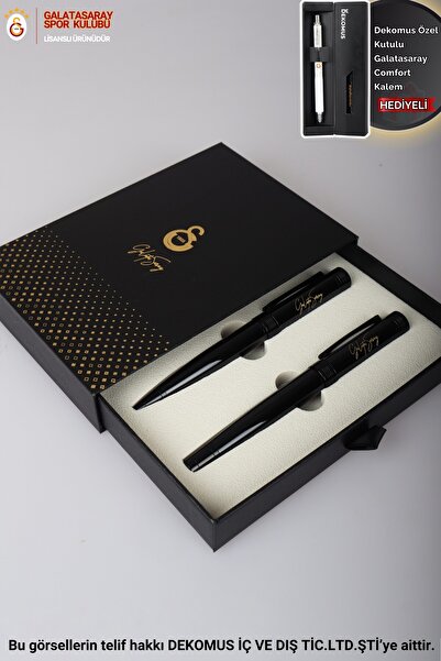 Galatasaray DEKOMUS İLE LİSANSLI KUTULU 2'Lİ DOLMA KALEM & TÜKENMEZ KALEM PREMIUM SET "DEKOMUS ÖZEL