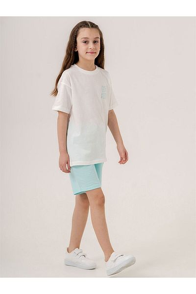 LC Waikiki Crew Neck Printed Girls' T-Shirt and Shorts 2-Piece Set