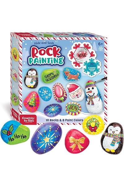 Creativity for Kids Holiday Hide & Seek Rock Painting Kit: Christmas Crafts for Kids Ages 6-8+, Kids