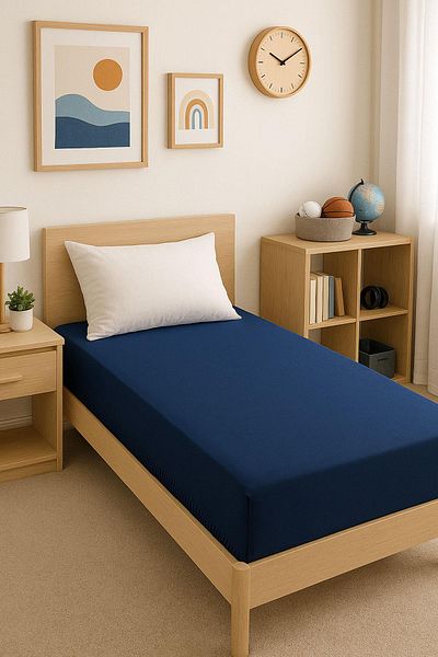 COTENCONCEPT 3 Plain Cotton Single Sheets 80 X 200 + 30 cm Elastic Combed Cotton Sheets
