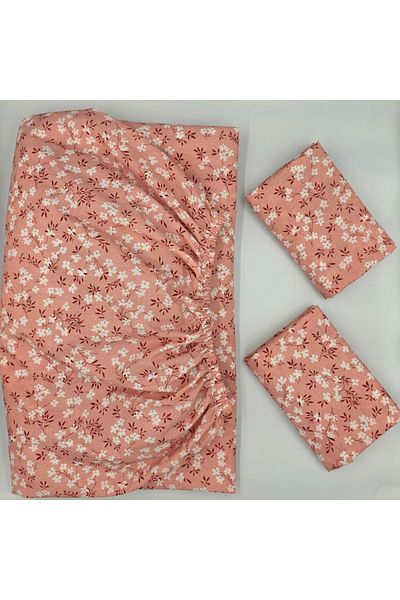 pınarhome collectıon Fabric Fitted Sheet + Pillow Case with Cover for Pad Beds (Corner Depth 30 cm) New Season***