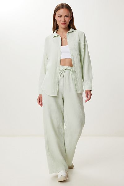 Lovelyİstanbul Oversize Muslin Shirt Trousers Set Lsa0014 Water Green 38