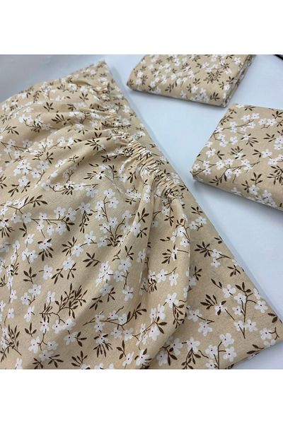 pınarhome collectıon Fabric Fitted Sheet + Pillow Case with Cover for Pad Beds (Corner Depth 30 cm) New Season***