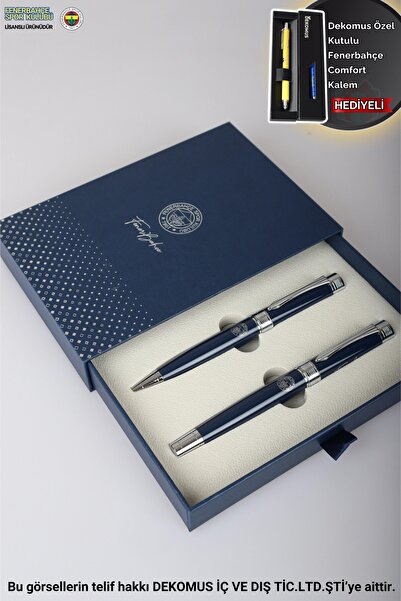 Fenerbahçe DEKOMUS İLE LİSANSLI KUTULU 2'Lİ DOLMA KALEM & TÜKENMEZ KALEM PREM...