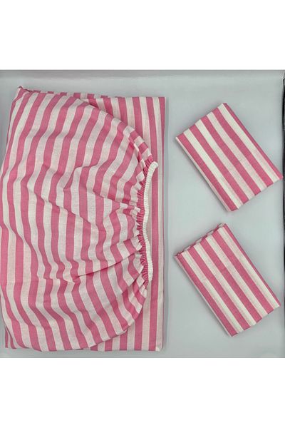 pınarhome collectıon Fabric Fitted Sheet + Pillow Case with Cover for Pad Beds (Corner Depth 30 cm) New Season***
