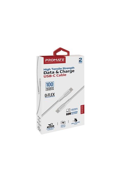 Promate USB-C™ to USB-C™ Cable, 60W Fast Power Delivery with 480Mbps Data Sync