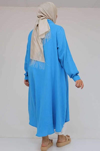 Eslina 58093 Μπλουζάκι μουσελίνας μεγάλου μεγέθους Mevlana Cut - Μπλε