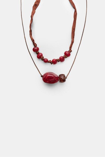 Stradivarius Set of 2 beaded cord necklaces
