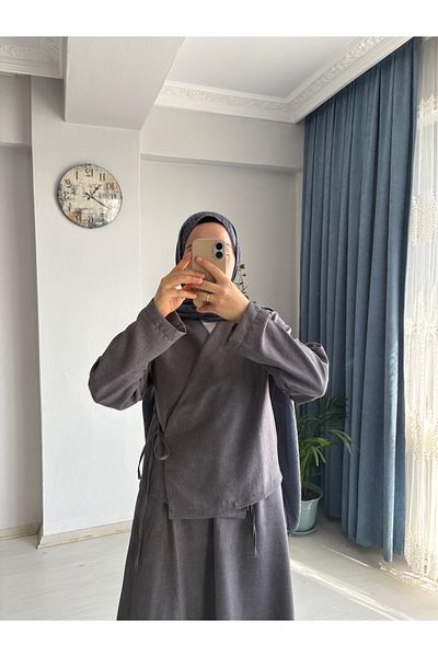 MODA EGE Linen Fabric Skirt Kimono Set