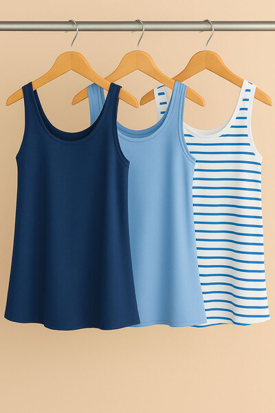 EFFE 3 Pieces A-Line Cotton Thick Strap Athlete T-Shirt