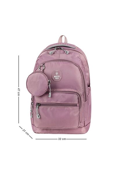 Dadacuq Satin Fabric Four Compartment Casual Travel School Backpack with Wallet Accessories