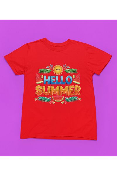 MAGORS Stil-X Hello Summer Printed Cycling Collar 100% Cotton Girl's Tshirt White, Yellow, Black, Red