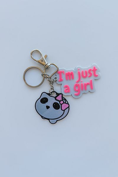 sin istanbul سلسلة مفاتيح فضية "I'm Just a Girl"، زينة للحقيبة