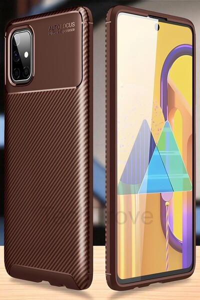 TechTrove Samsung Galaxy M51 Kılıf Kamera Korumalı Darbe Emici Karbon Fiber D...
