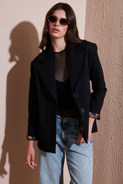 Lela Jachetă blazer cu model mono guler cu căptușeală cu detaliu Jachetă 6524430