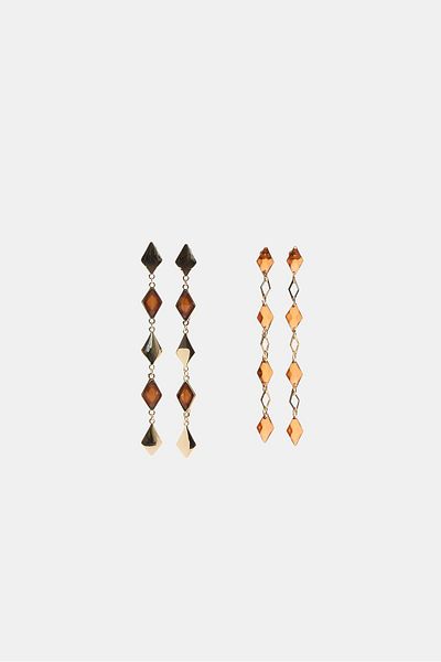 Stradivarius Set of 2 diamond dangle earrings
