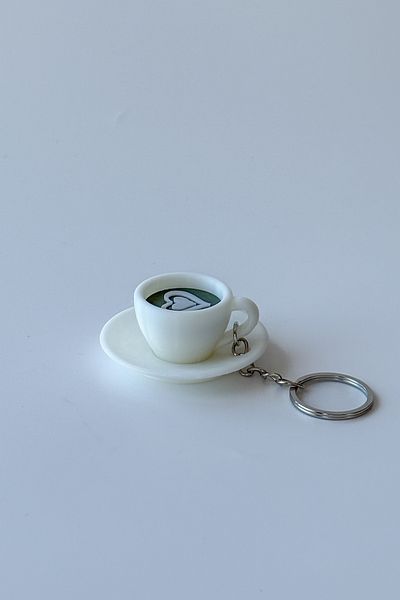 sin istanbul Matcha Latte Cup Silver Chain Keychain