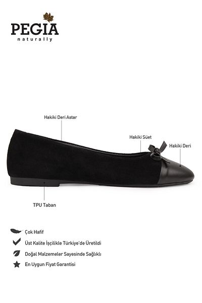 Pegia Genuine Suede Bow Ballerina Ballerina Dg6049