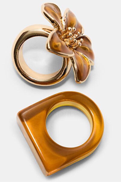 Stradivarius 2'li kombine çiçek yüzük seti