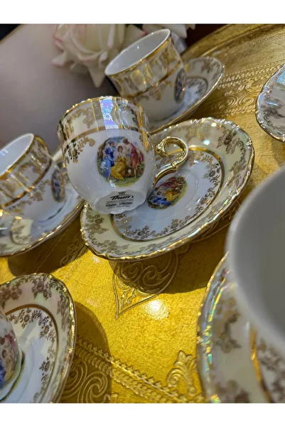 thun Esterhomedecor Set of 6 Czechoslovak Porcelain Fragonard Coffee Cups