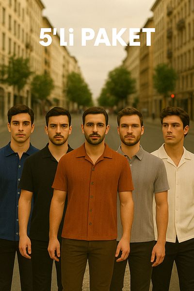 DAMGA JEANS Ανδρικό κοντομάνικο καλοκαιρινό καπνιστό φαρδύ πουκάμισο 5 συσκευασιών