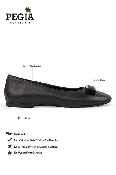 Pegia Genuine Leather Buckle Ballerinas Dg6048