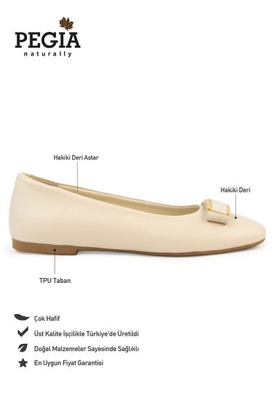 Pegia Genuine Leather Buckle Ballerinas Dg6048