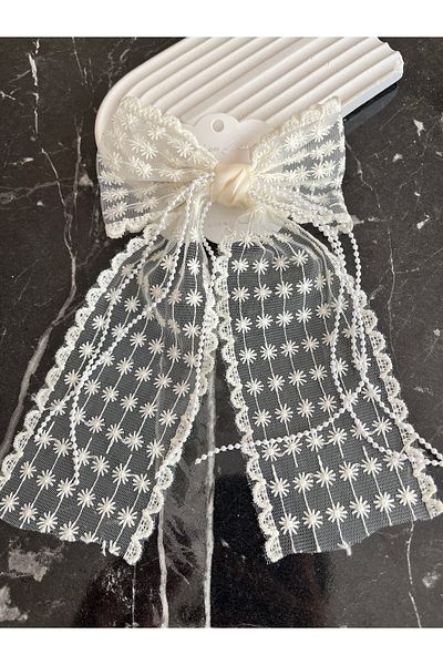 EMKSHOP White Large Size Lace Bow Buckle