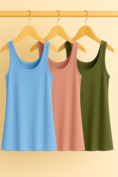 EFFE 3 Pieces A-Line Cotton Thick Strap Athlete T-Shirt