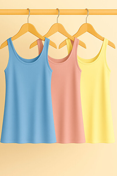 EFFE 3 Pieces A-Line Cotton Thick Strap Athlete T-Shirt