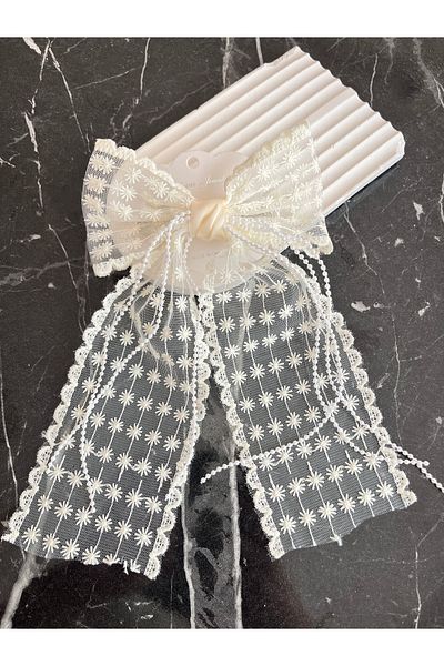 EMKSHOP White Large Size Lace Bow Buckle