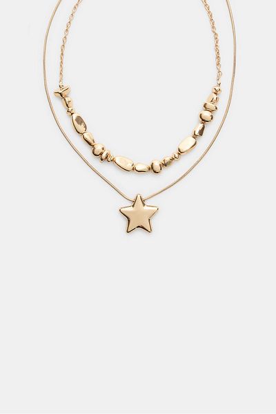 Stradivarius Set of 2 heart and charm necklaces