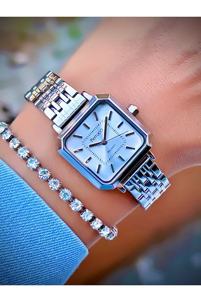 Ferrucci Women's Wristwatch Steel Cord 3 Atm Water Resistant Bracelet Design Square Watch with Gift