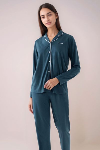 Pierre Cardin Set de pijamale cu mâneci lungi cu rever pentru cămașă pentru femei