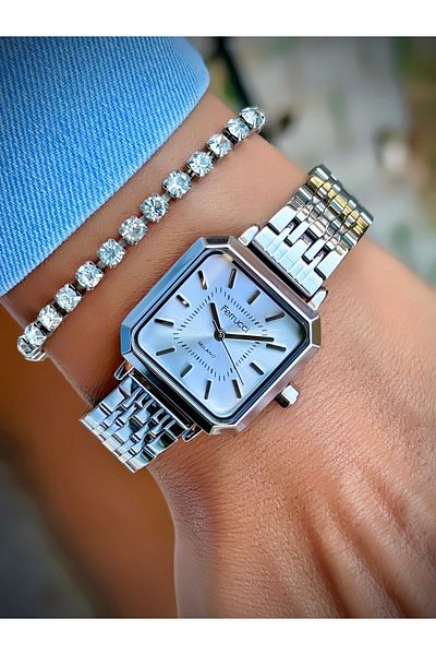 Ferrucci Women's Wristwatch Steel Cord 3 Atm Water Resistant Bracelet Design Square Watch with Gift