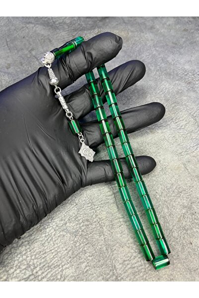 Mos Tespih Cut Green High-End Crimping Amber Prayer Beads