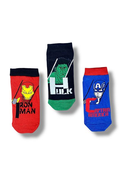 Marvel Avengers Licensed Boy's 3 Pairs Booties Socks 22857