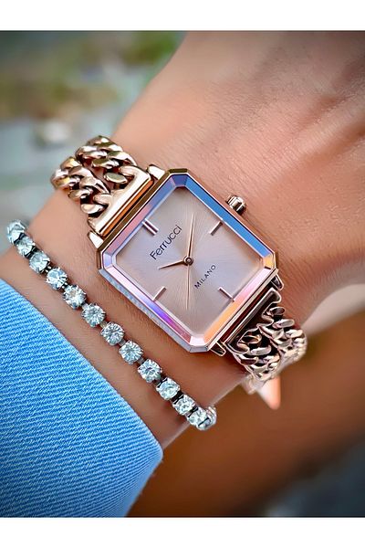 Ferrucci Women's Wristwatch Chain Cord 3 Atm Water Resistant Bracelet Design Watch with Gift