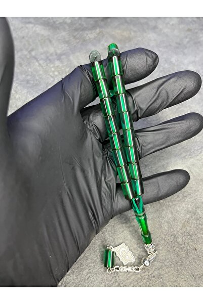 Mos Tespih Cut Green High-End Crimping Amber Prayer Beads